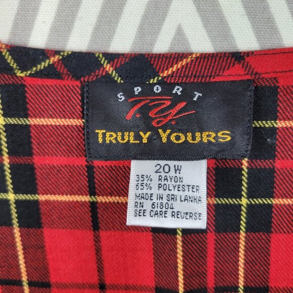 Vintage Jumper Dress Plus 18/20W 2X Plaid Academia Midi Overall Red Alt Grunge - Picture 8 of 8